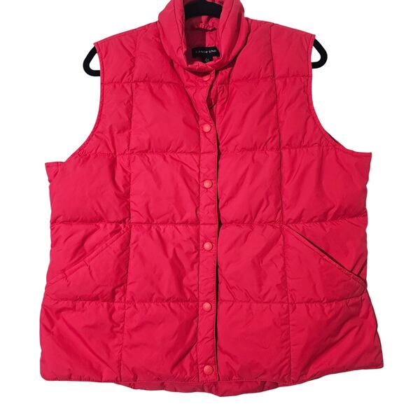 Lands' End Girl's Puffer Vest Size Large Pink Snap Up with Pockets Goose Down - Picture 2 of 8